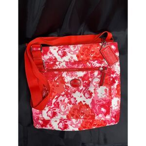 Coach Red Floral Print Crossbody Shoulder Bag